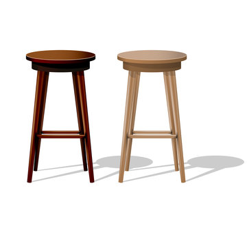 Bar wooden stool isolated on white - stand up show stool