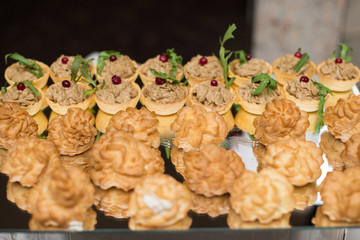 Salsa canape cracker appetizers with soft cheese.