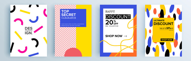 Modern abstract covers set, minimal covers design. Colorful geometric background, vector illustration.