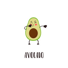 Cute kawaii avocado for icon or logo.  Simple vector illustration  can be used for sticker, patch, phone case, poster, t-shirt, mug and other design