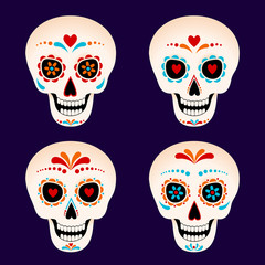 Set of Dia de los muertos sugar skull, Day of the dead, Mexican festival