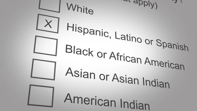 Ethnicity or Nationality selection option on website - Hispanic Latino or Spanish version