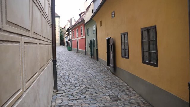 The Golden Lane in Prague Castle with Colorful Houses