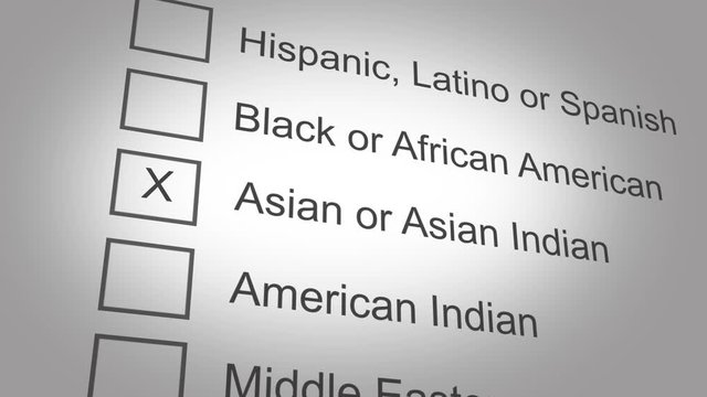 Ethnicity or Nationality selection option on website - Asian or Asian Indian