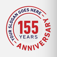 155 years anniversary logo template. One hundred and fifty-five years celebrating logotype. Vector and illustration.