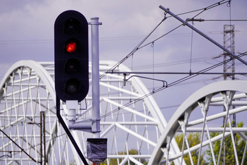 device for regulating traffic on the lines of high-speed Railways, semaphore, traffic lights, metal...