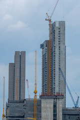 Crane with building construction