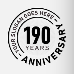 190 years anniversary logo template. One hundred and ninety years celebrating logotype. Vector and illustration.