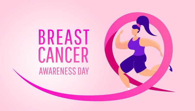 Breast cancer awareness pink vector illustration. For poster, flyer or banner. Marathon charity concept. - Powered by Adobe