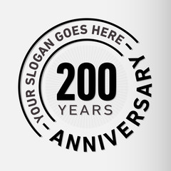 200 years anniversary logo template. Two hundred years celebrating logotype. Vector and illustration.