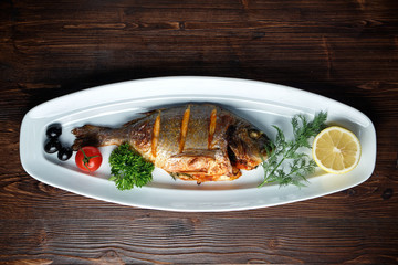Baked dorado . catering menu