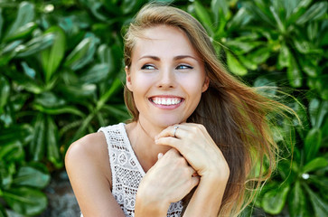 Beautiful smiling woman - close up portrait