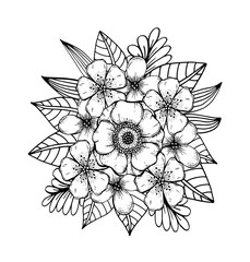 Hand drawn floral doodle. Coloring pages for book. Vector line art