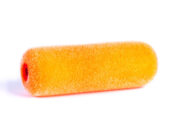 Small paint roller isolated on white background