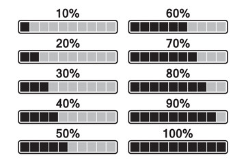 Obraz premium Set of loading progress bar icons. Vector illustration