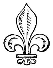 Fleur-de-Lis is a flower symbol, vintage engraving. © Morphart