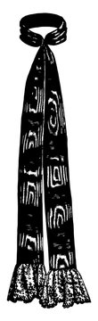 black scarf with patterned design and frills clip art preview