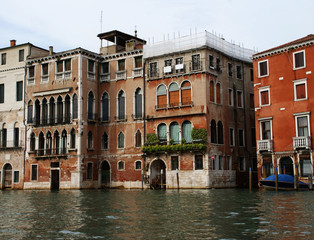 Venice urban architecture with canals and bay