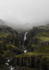 Waterfall in the East Fjords, Iceland