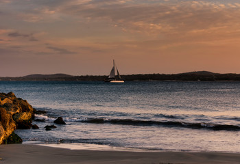 sailing boat at sunset