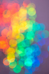 Colorful prism confetti blurred festive backdrop, trendy sparkles and glitter background, flat lay style. Christmas and holidays concept