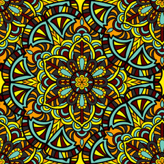 Mandala vector seamless pattern background. Tribal ornament.