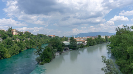 Fototapeta na wymiar Two-color river