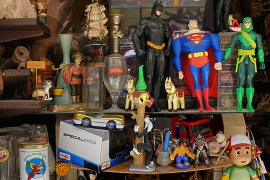 Superhero Action Figures At Antiques Store