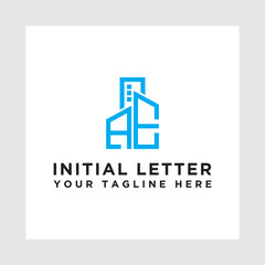 Fototapeta premium Initial concept of the AE logo with a building template vector for construction.