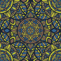 Mandala vector seamless pattern background. Tribal ornament.