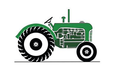 Vintage green farm tractor vector drawing