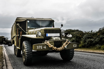 military vehicle of the second world war in close up