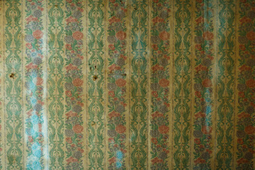 fragment of old Wallpaper, shot in a country house in the light from the window