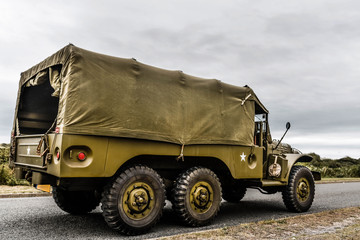 military vehicle of the second world war in close up