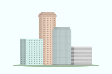 Multistory buildings. Cartoon style. Vector.