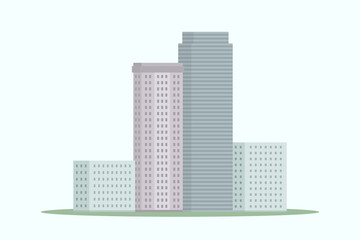 High-rise buildings. Urban architecture. Cartoon style. Vector.