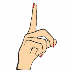 Hand with index finger. Pointing finger. Vector Illustration of female hands 