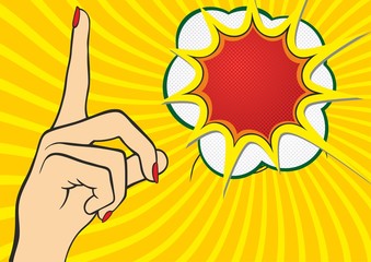 Hand with index finger. Pointing finger. Vector Illustration of female hands 