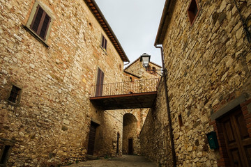 Street view of Radda in Chianti, Tuscany. A small typical town in Italy.