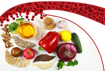 Eating for vascular health. Isolate on white background