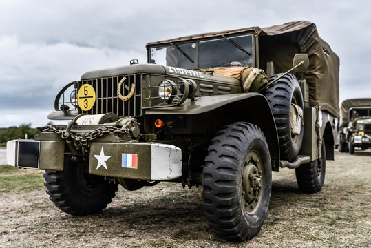 military vehicle of the second world war in close up
