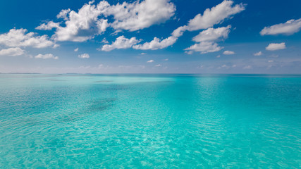 Beautiful seascape panorama. Composition of nature. Majestic blue sea and sky