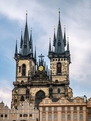 Fototapeta na wymiar Tinska church in old town square in Prague