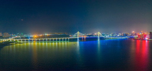 Night view of Zhanjiang Bay Bridge, Guangdong Province