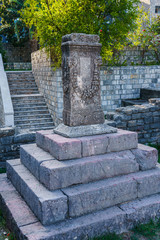 The remains of ancient stone structures in the city of Budva, in Montenegro.