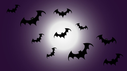 Flying black bat silhouettes, halloween decoration