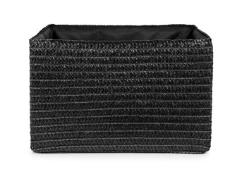 Black wicker box on isolated white background