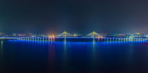 Night view of Zhanjiang Bay Bridge, Guangdong Province