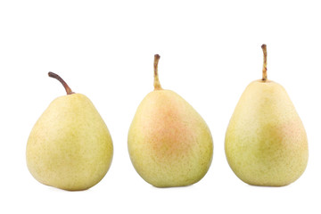 Three pears isolated on white