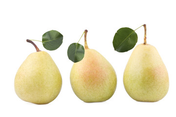 Three pears isolated on white